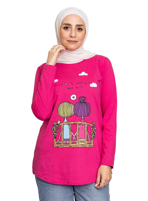 Flowery Printed Long - Sleeve Design 33 - Khotwh